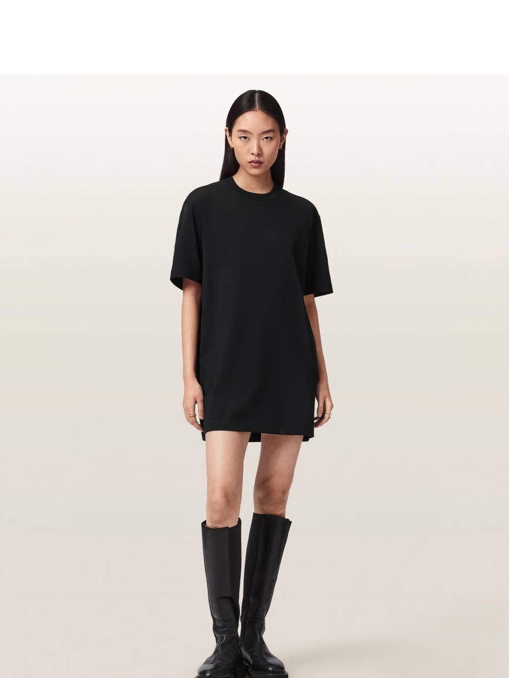 All Saints Black Fuse Appliqué Cotton T-Shirt Dress - Picture 4 of 5